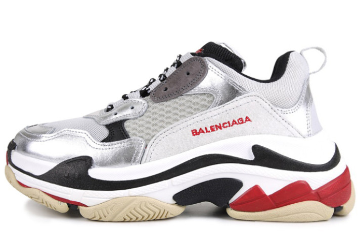 Кроссовки Balenciaga Triple S With Metallic Silver  серебристые