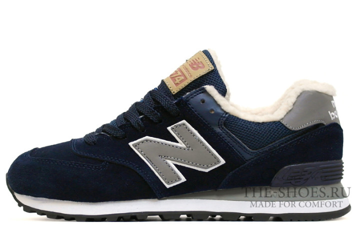 Кроссовки New Balance 574 winter navy blue  синие