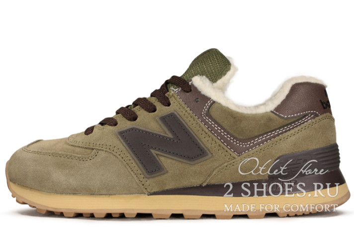 Кроссовки New Balance 574 Winter Green Brown  зеленые