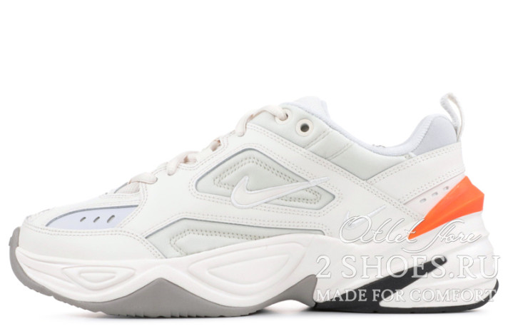 Кроссовки Nike M2K Tekno Phantom Olive Grey Hyper Crimson AO3108-001 белые, кожаные