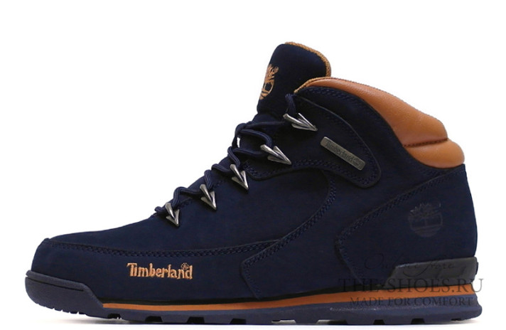 Ботинки Timberland Euro Rock Mid Hiker toffee blue  синие